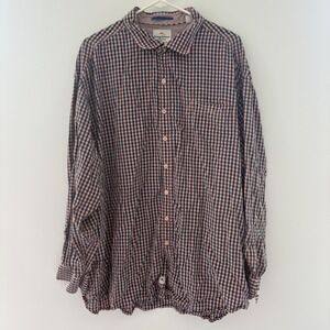 Tommy Bahama Button Down Shirt Gingham Plaid Pink and Blue‎ Long Sleeve Mens 2XB